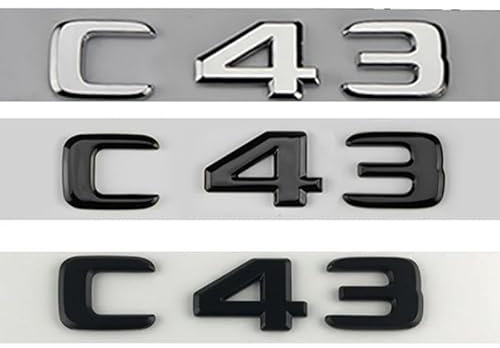 WHARGTSL 3D ABS Chrom Schwarz C 43 Logo C43 Emblem Auto Kofferraum Abzeichen Aufkleber Passend for Mercedes C43 AMG W205 W204 Buchstaben Aufkleber Zubehör(Matt Black C43)