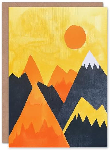 Artery8 Greeting Card Sunrise Over Himalayan Mountain Range Abstract Blank For Him Or Her Art Birthday Card