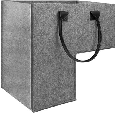 jojnsha L Shape Felt Basket Space Saving Storage Bag with Handle Stairsteps Clothes Organizers Washable Ladder Basket