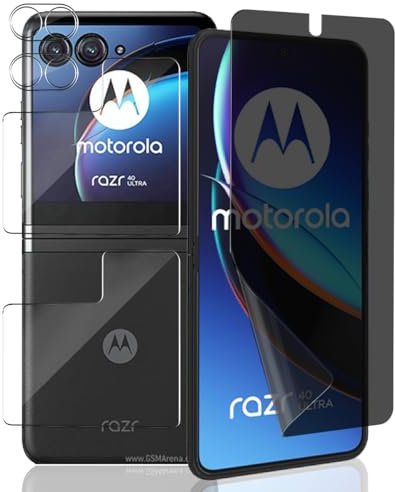 Yieehhow [1+2+2 Piezas] Protector Pantalla para Motorola Moto Razr 40 Ultra, Anti Espía Película TPU Suave y Protector Cámara y Cristal Templado Externo, Película Protectora para Moto Razr 40 Ultra