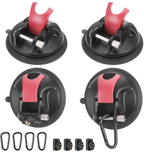 Fentar 4Pcs Crochet Ventouse, Crochet Ventouse Puissante avec Capacité de Charge de 25kg, Ventouses avec Crochets et Connecteur pour Caméra, Ventouse pour Camping Car, Tentes, Verre, Carrelage