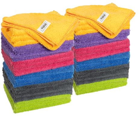 TUKA - 48 Bayetas Microfibra Volumen Profesional Multiuso 30x40 cm - Pack de Bayetas Reutilizables para Limpieza en Hogar, Cocina, Coche, Baños y Oficina - Absorbentes, Suaves y Sin Rayas (48)