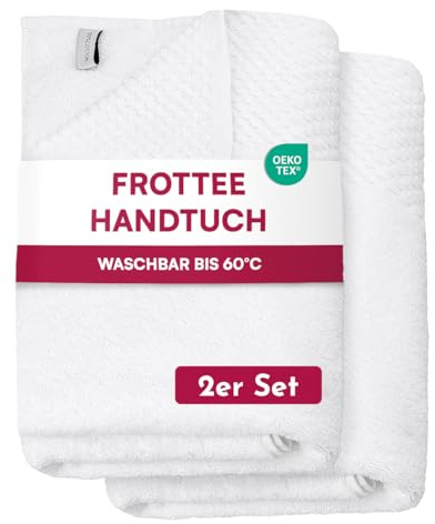 Clinotest Saunahandtuch Set 50x100 cm (2er Pack) – 100% Baumwolle, Saunatuch & Badetücher, Weich & Saugfähig, Schnelltrocknend, Mit Aufhängeschlaufe, Oeko-Tex Zertifiziert, Weiß