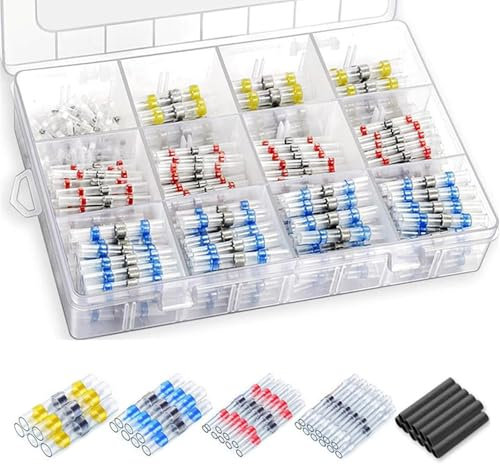 Solder Seal Wire Connectors, 400 PCS Heat Shrink Connectors, Cable Connectors Waterproof Set, Wire Crimp Connectors kits for Automotive Marine Applications