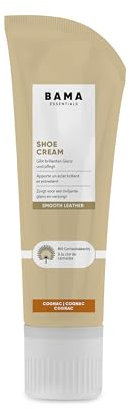 Bama Shoe Cream mit Carnaubawachs für optimale Pflege - für Glattleder, genarbtes Leder und TEX-Materialien, mit Schwammaufträger, 75ml, Cognac.