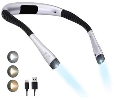 AEMEC Luz de Lectura, Lampara portatil, Lampara lectura libro Recargable para Libro, 9 Niveles de Iluminación, Brazos Flexibles, Larga Duración, Accesorio para Leer, Tejer, Acampar, Reparar