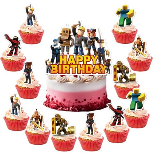 25 Stück Tortendeko Geburtstag, Themed Happy Birthday Tortendeko Mädchen Junge, Papier Cake Topper Geburtstag, Niedlich Kuchen Deko für Geburtstags Dekoration, Kuchenaufstecker fur Kinder