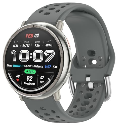 OUTPUTBT Silikon Uhrenarmband 20mm für Amazfit Active 2/Active/Amazfit GTS/GTS2/2e/GTS3/GTS 4/GTS4 Mini/GTR Mini/Bip/Bip U/BipU Pro/Bip3/Bip3Pro/Pop/PopPro Sportarmband Herren Dame, 20mm, Silikon