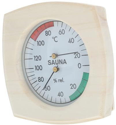 FONDOTIN Saunatemperatur- und Feuchtigkeitsmesser Innenthermometer Saunaraum Thermometer Hygrometer hängende Temperaturanzeige Sauna-Temperaturmesser-Hygrometer Sauna -Zubehör hölzern Khaki