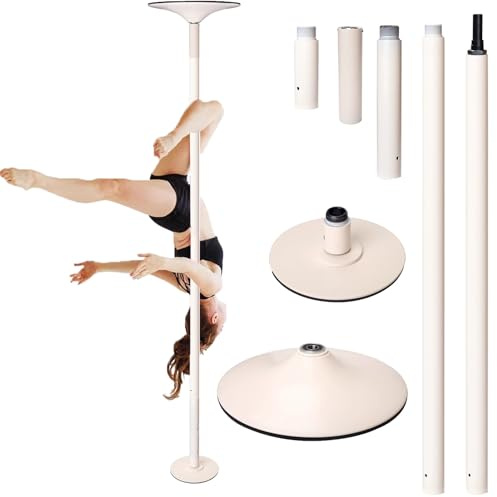 Dansstång Bärbar 45 mm Poledance-Stång vit för Hemmabruk, Borrfri Strippande Dansstång för Nybörjare/Proffs, 360° Fitnessträningsstång för Gym/Yogarum(2.7-2.825 m (8.86-9.3 ft))