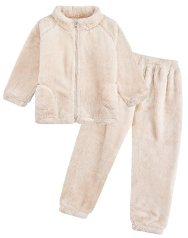 JiAmy Set di abbigliamento invernale per bambini, 2 pezzi, con chiusura lampo, a maniche lunghe, unisex, per 1-5 anni