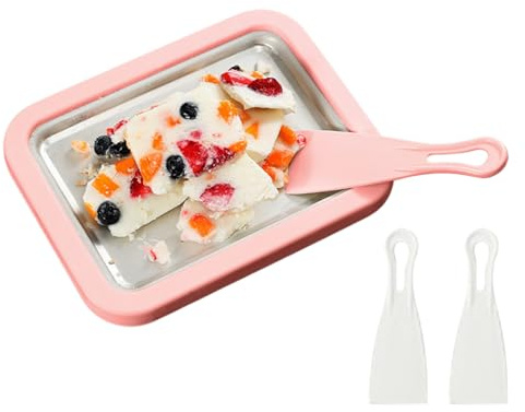 Ice Cream Roller Maker Pan - Rolled Ice Cream | Rolled Icé Creaм Machine, Homemade Yogurt Tray - Instant Cold Plate With 2 Spatulas,for Adults Kitchen Party Family Gathering Outdoor Holiday Cooking