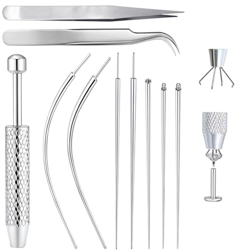 Silkwish Piercing-Kugelgreifer Set, 16G 18G Piercing Taper Insertion Piercing Kugel Aufdreher Piercing Nadeln Piercing Set Selber Stechen Assistent Piercing Kit für Nase Ohr Bauch Lippe Werkzeug