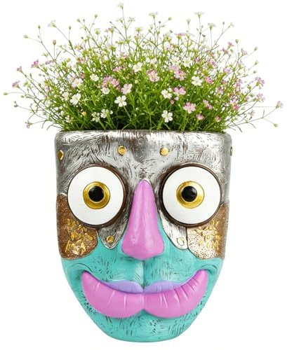 Gesichts-Pflanzgefäß Harz Wandvase | Kopf-Pflanzgefäß in Gesichtsform Für die im Innen- und Außenbereich, auf Terrasse, am , im Garten, im Hof, im Haus, auf dem