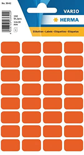 HERMA 3642 Vielzweck-Etiketten, 160 Stück, 12 x 18 mm, 32 pro Bogen, selbstklebend, Haushaltsetiketten zum Beschriften für Kalender Planer Basteln, matt, blanko Papier Klebeetiketten Aufkleber, rot