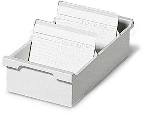 Exacompta 57240D Karteikassette Karteitrog DIN A4 quer. Aus Recycling-Kunststoff mit 2 Trennplatten für bis zu 1200 Karteikarten lichtgrau Blauer Engel Karteikasten