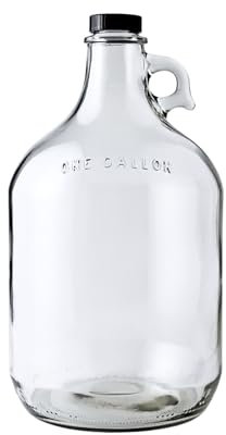 FastRack Glass Water Bottle Includes 38 mm Polyseal Cap, 1 gallon Capacity, Clear