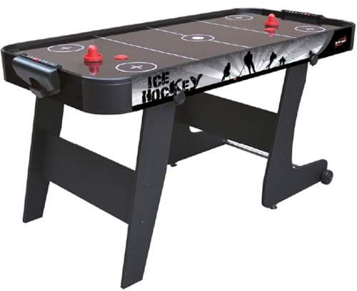 DEVESSPORT Air Hockey Black City | Mesa de Hockey Plegable | Incluye Ruedas para Transporte Aire Eléctrico 220V y Accesorios Incluidos Listo para Jugar | Montaje Fácil y Diseño Resistente