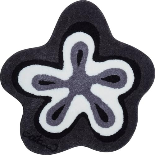Grund COLANI Exklusiver Designer Badteppich 100% Polyacryl, ultra soft, rutschfest, ÖKO-TEX-zertifiziert, 5 Jahre Garantie, Colani 1, Badematte 80 cm rund, anthrazit