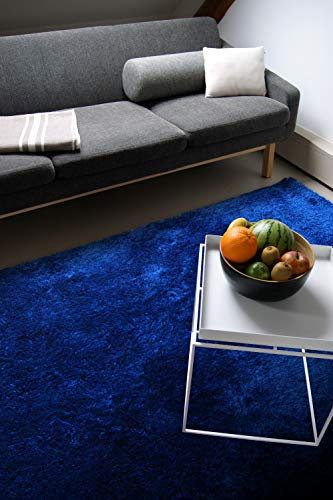 floor factory Moderner Teppich Delight blau 120x170cm - edler Designer Teppich mit flauschig weichem Flor