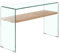 Meubletmoi Console en Verre trempé - étagère en Bois décor chêne - Table d'entrée Design épurée - Ice