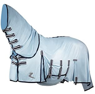 HORZE Pferde Fliegendecke Freja Combo, Fliegenschutz für Pferde, leichte Sommerdecke, Blau, 155