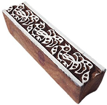Elegant Vogel Design Bordüre Holz Stempel für Blockdruck - DIY Henna Stoff Textil Papier Ton Keramik Blocke Druck Stempel