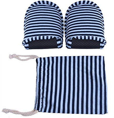 Tbest Pantofole pieghevoli da viaggio Unisex Uomo Donna Comodo portatile riutilizzabile Pantofola antiscivolo in cotone morbido interno con custodia 1 Paia(Man Blue stripes)
