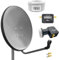 60cm HD Sat Anlage Twin LNB + 15m Koaxialkabel 135dB + Satfinder + 2 F-Stecker Digital 2 Teilnehmer Antenne grau UHD 4K