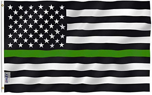 Anley Fly Breeze 3x5 Fuß Thin Green Line USA Flagge - Lebendige Farbe und UV-beständig - Canvas Header und doppelt genäht - Unterstützung für Grenzschutzmittel Flagge mit Messingösen 3 X 5 Ft
