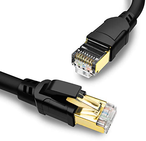 Yauhody Cable Ethernet 2M Cat 8 RJ45 Cable Lan 40Gbps 2000MHz SFTP Gigabit Internet Cable Patch Soporta POE, Más rápido que Cat7 Cat6, para PS5, Xbox, Router, TV, Switch, Módem, Laptop (Negro)