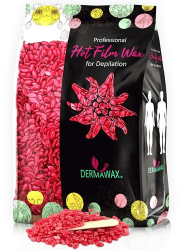 Dermawax 1 kg Rose Wax Perlen mit Kokosöl - Professionelles Heißwachs für Haarentfernung - Sanftes Waxing ohne Streifen - Brazilian, Beine, Achseln, Gesicht - Für Frauen & Männer (1 kg, Black Rose)