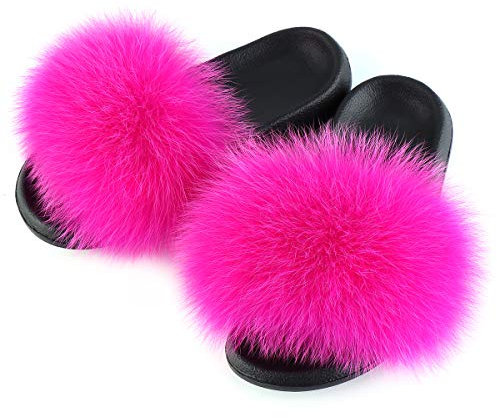 FOLOBE Pelliccia Sintetica da Donna Pantofole Antiscivolo Piatte Ciabatte da Casa Morbido Peluche Slides