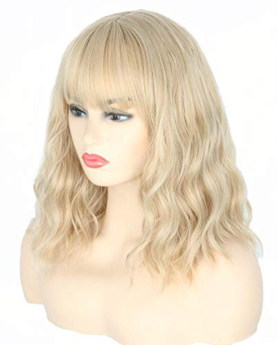Topcosplay Damen Perücke Blond Bob Perücke Lang Gewellt Locken Natürlich Perücke für Kostümparty Halloween Karneval (Blond)