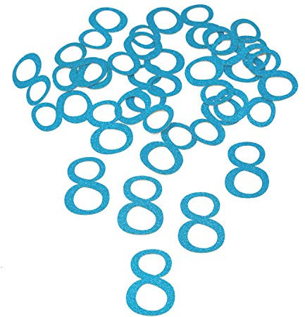 Oblique Unique® Konfetti Zahlen 1-9 Blau mit Glitzereffekt 24 Stk. Deko für Geburtstag Kindergeburtstag Jungen Hochzeitstag Jubiläum großes Konfetti (Nr 8)