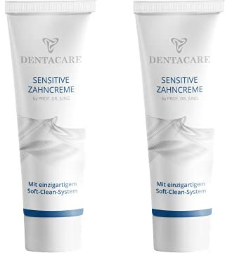 (2x 75ml) DENTACARE SENSITIVE ZAHNCREME by PROF. DR. JUNG, mit dem innovativen SOFT-CLEAN-SYSTEM, entfernt Verfärbungen und Beläge besonders sanft und gründlich.