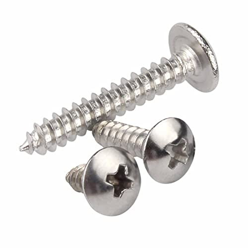 MOOPW Tête ronde Vis à bois - 304 Acier inoxydable Vis cruciformes Tête de Champignon Fixations Vis autotaraudeuses M3 M4 M5 M6