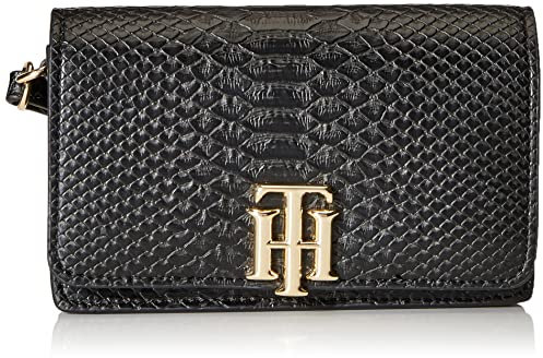 Geldbörse Tommy Hilfiger Thlock Mini Clutch Python Druck AW0AW10532 BDS schwarz, Schwarz , Einheitsgröße