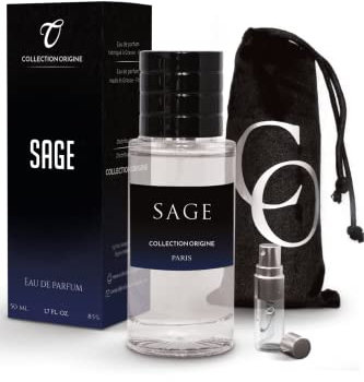 SAGE I Collection Originale - Extrait de Parfum sauvage GÉNÉRIQUE 50 ml + Vaporisateur de Poche et Pochette Velours OFFERTS - Haut de Gamme - pour HOMME (SAGE)