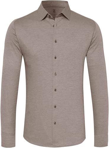 Desoto Hemd Bügelfrei Modern Kent Braun - Grösse - Herren - Bekleidung - Slim-fit - Bügelfreie Baumwolle - Perfekt für Herbst und Winter