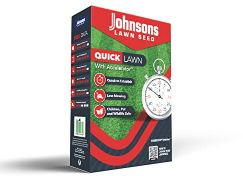 Johnsons Lawn Seed Quick Lawn with Accelerator, Premium Lawn Seed, (1.25KG), Green,Red