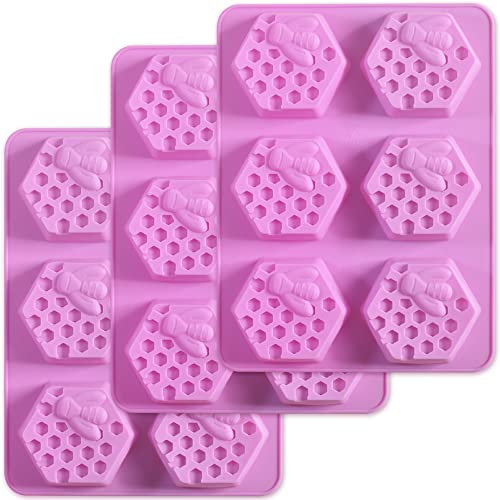 Newk Bienenwaben-Silikonformen, 6 Mulden, für selbstgemachte Seifen und Kuchenherstellung, 3 Stück, 57 ml