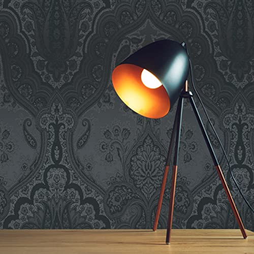 TADESSI Tapete Barock Samuel M1-No.1855 Vliestapete Schwarz Dunkelgrau Ornamente Klassik Wohnzimmer Schlafzimmer Küche