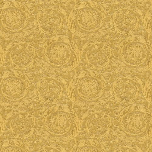 Profhome Baroque Wallpaper 366923-GU Non-Woven Wallpaper Gold Yellow 0.70 m x 10.05 m / 7.035 sqm