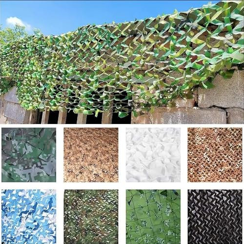 SDLLG Filet de Camouflage 2023 Nouveau 210D épaissi Camouflage Net de Protection Solaire Voile Solaire 1x8m -Vert-B Bâches de Voiture de décoration de fête Camping