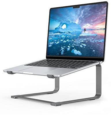 SOUNDANCE Laptop Stand for Desk, Metal Computer Riser, Heavy Stable PC Holder, Ergonomic Laptops Elevator for 12 to 17.3 Inches Notebook Computer, Grey