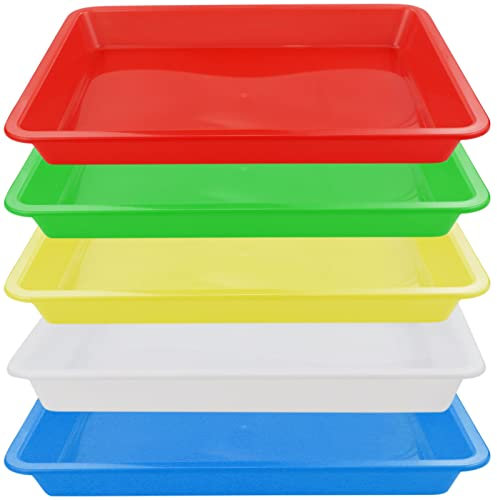 Lot de 5 plateaux en multicolores, plateau d'activité, plateau de service pour l'école, la maison, les travaux manuels