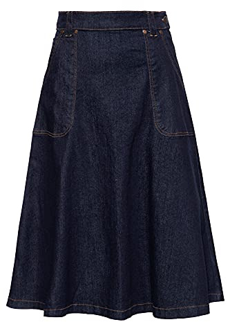 Queen Kerosin Damen Vintage Denim Swing Rock A-Linie Regular Fit
