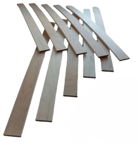 EBAC Literie 10 Lattes Bois - 680x53x8 mm - idéal réparer sommier/bz/clic clac