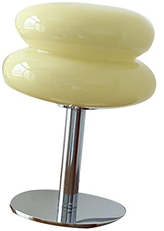Eierkuchen Tischlampe, Niedliche Nachttischlampe, Niedliche Glas Tischlampe, Energieeffiziente Eierkuchen Form für Schlafsaal (Beige)